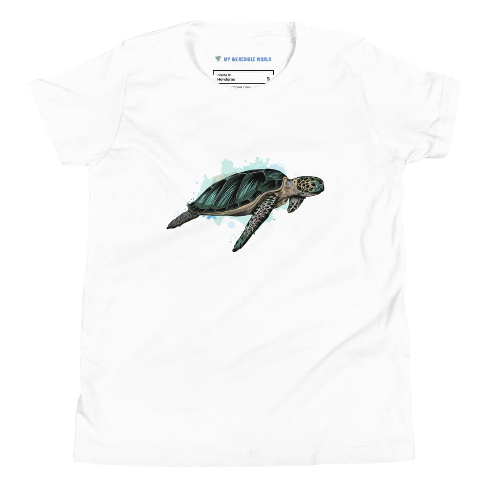 "Watercolor Sea Turtle" Sea Turtle T-Shirt (Youth/Kids) White / S