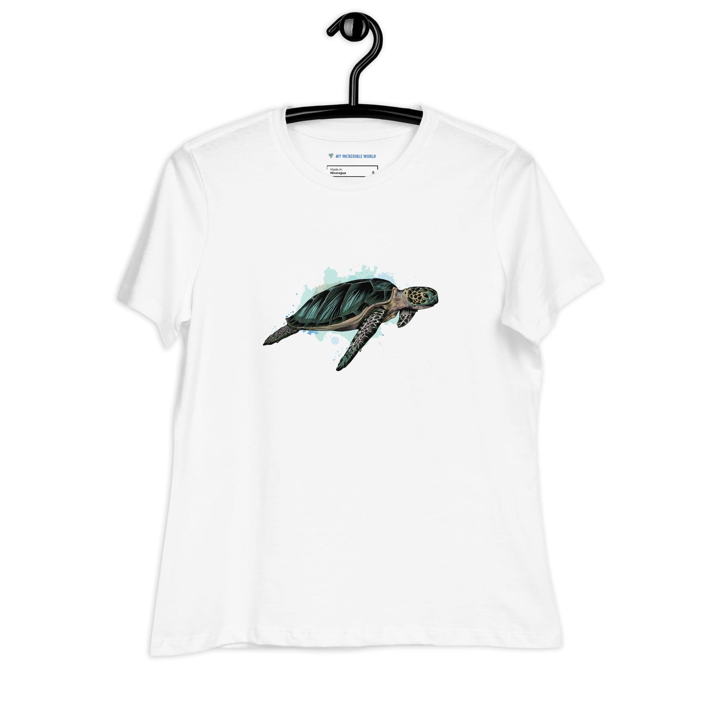 "Watercolor Sea Turtle" Women's Sea Turtle T-Shirt White / S