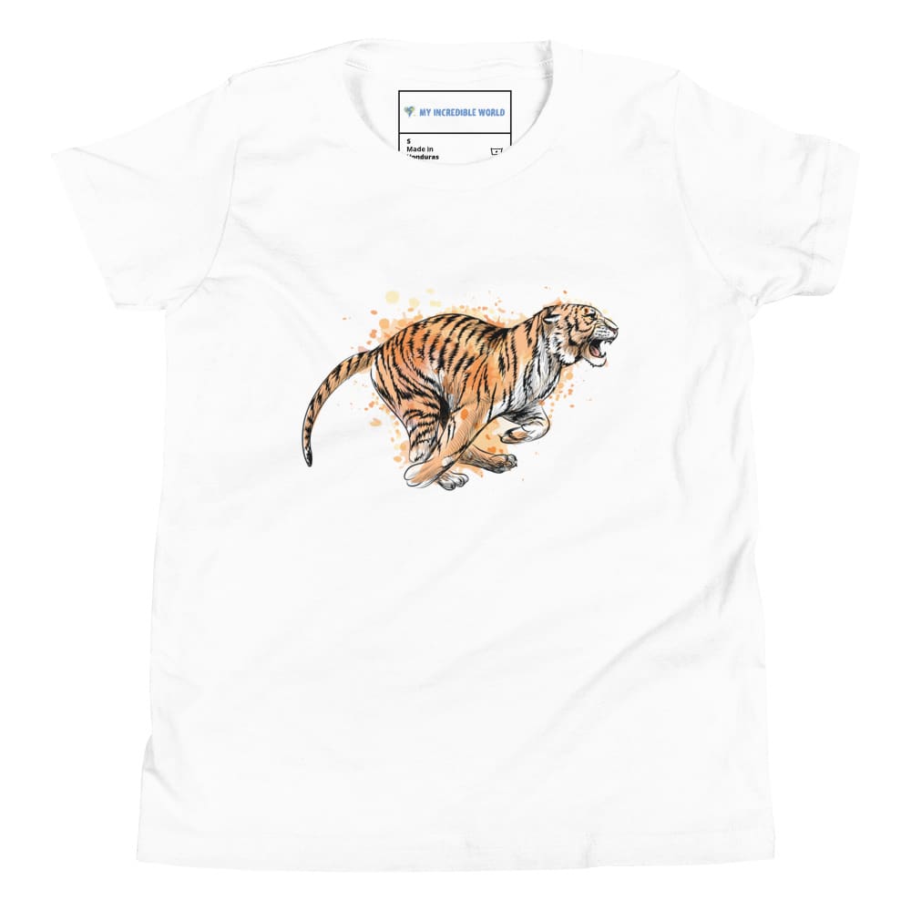 "Watercolor Tiger" Tiger T-Shirt (Youth/Kids) White / S