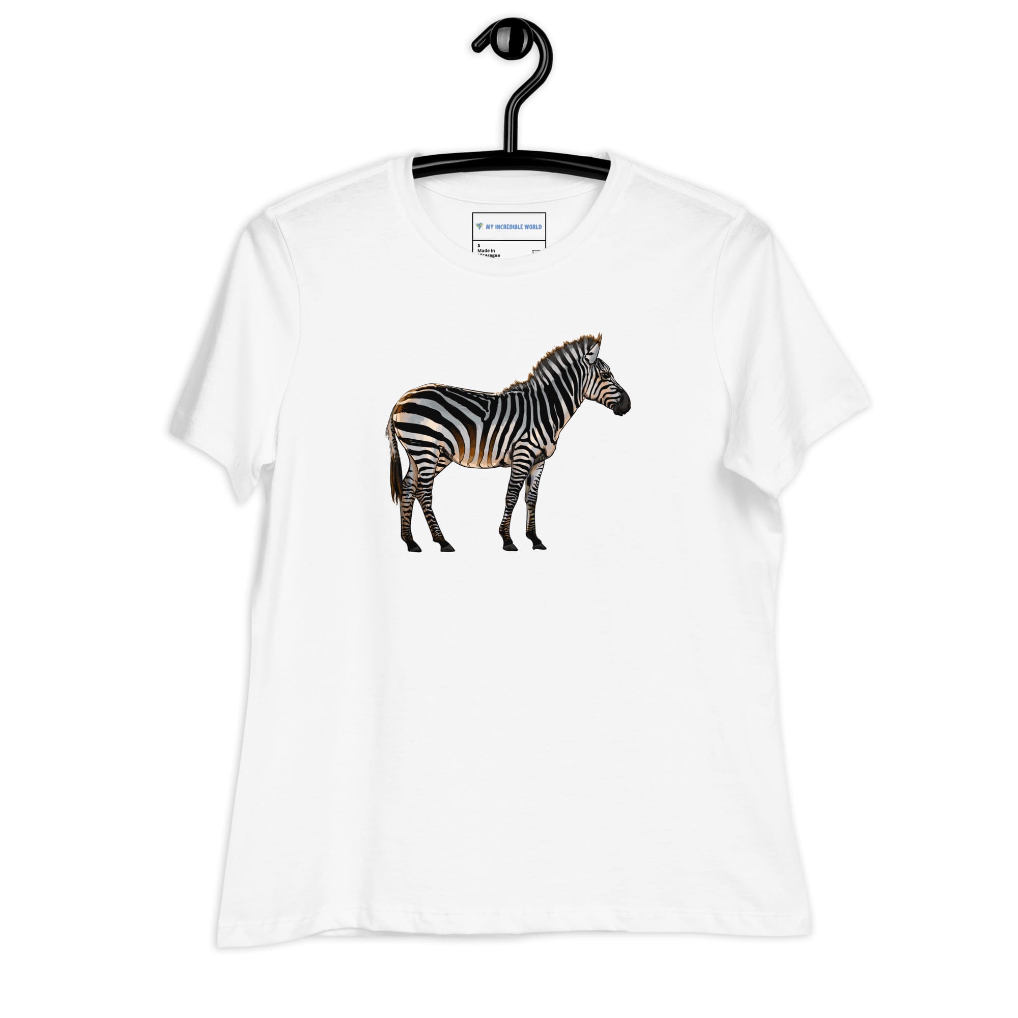 "Watercolor Zebra" Women's Zebra T-Shirt White / S