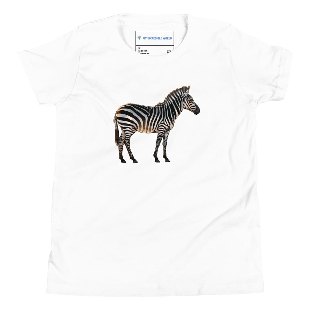 "Watercolor Zebra" Zebra T-Shirt (Youth/Kids) White / S