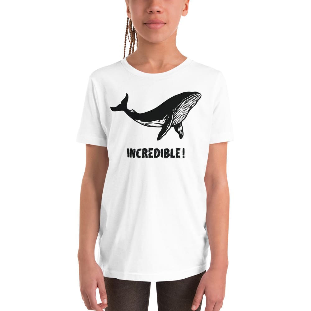 "Whales Are Incredible" Whale T-Shirt for Youth/Kids (Black Print) White / S