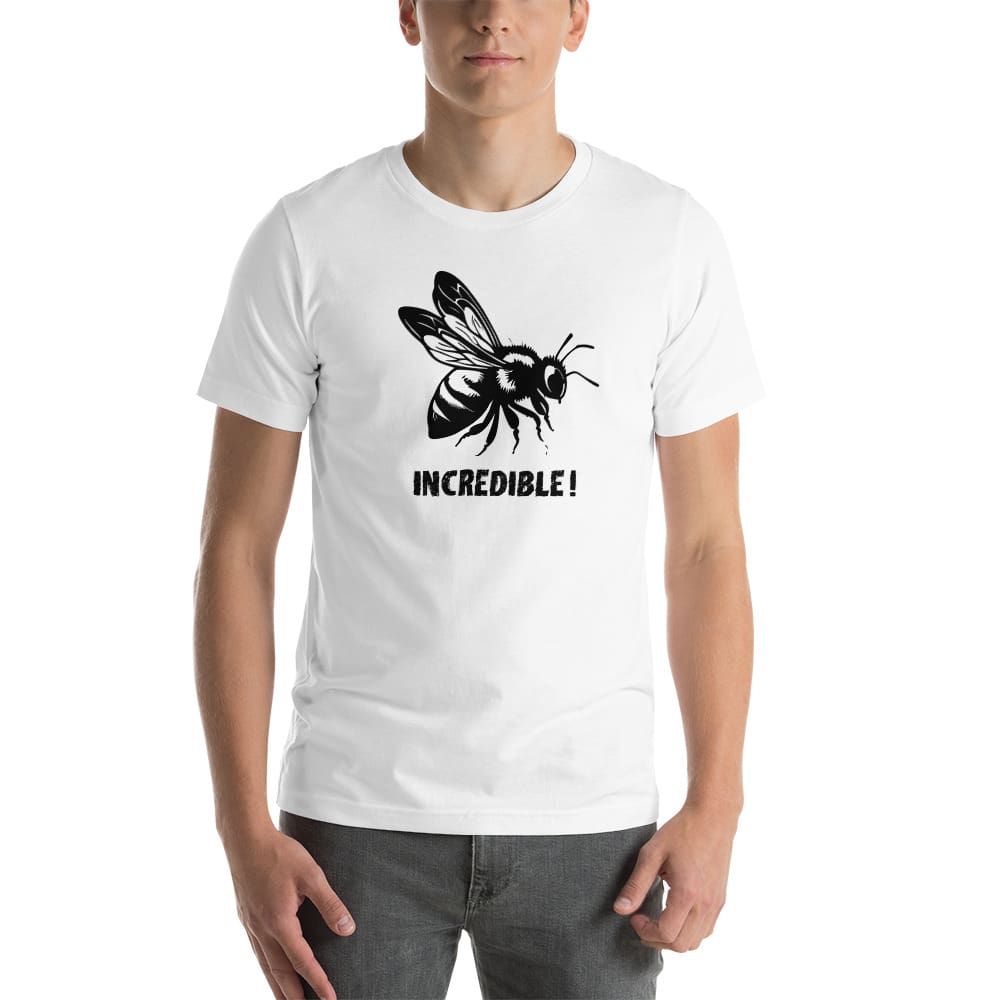 "Bees are Incredible" Bee T-Shirt - Black Print (Adult Unisex / Men's) White / XS