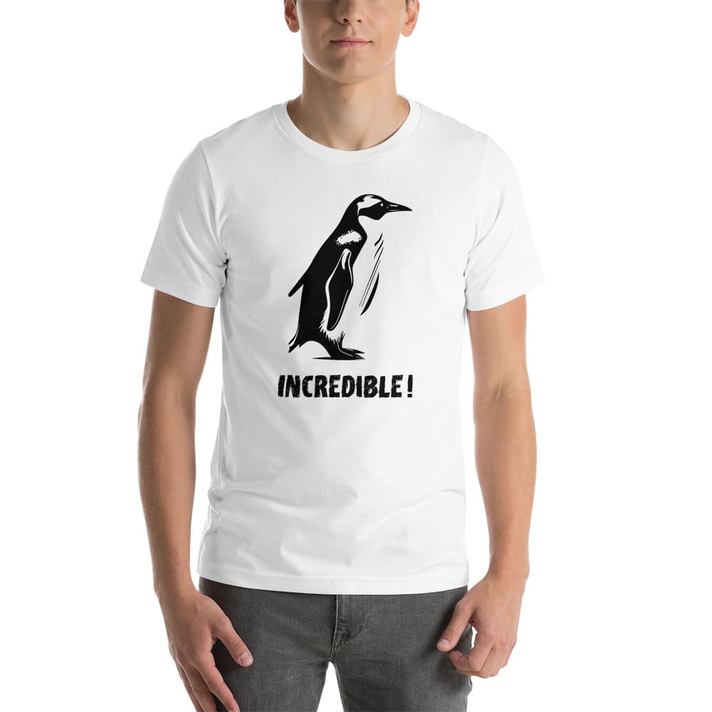 “Penguins Are Incredible!” Penguins T-Shirt – Black Print (Adult Unisex / Men’s) White / XS