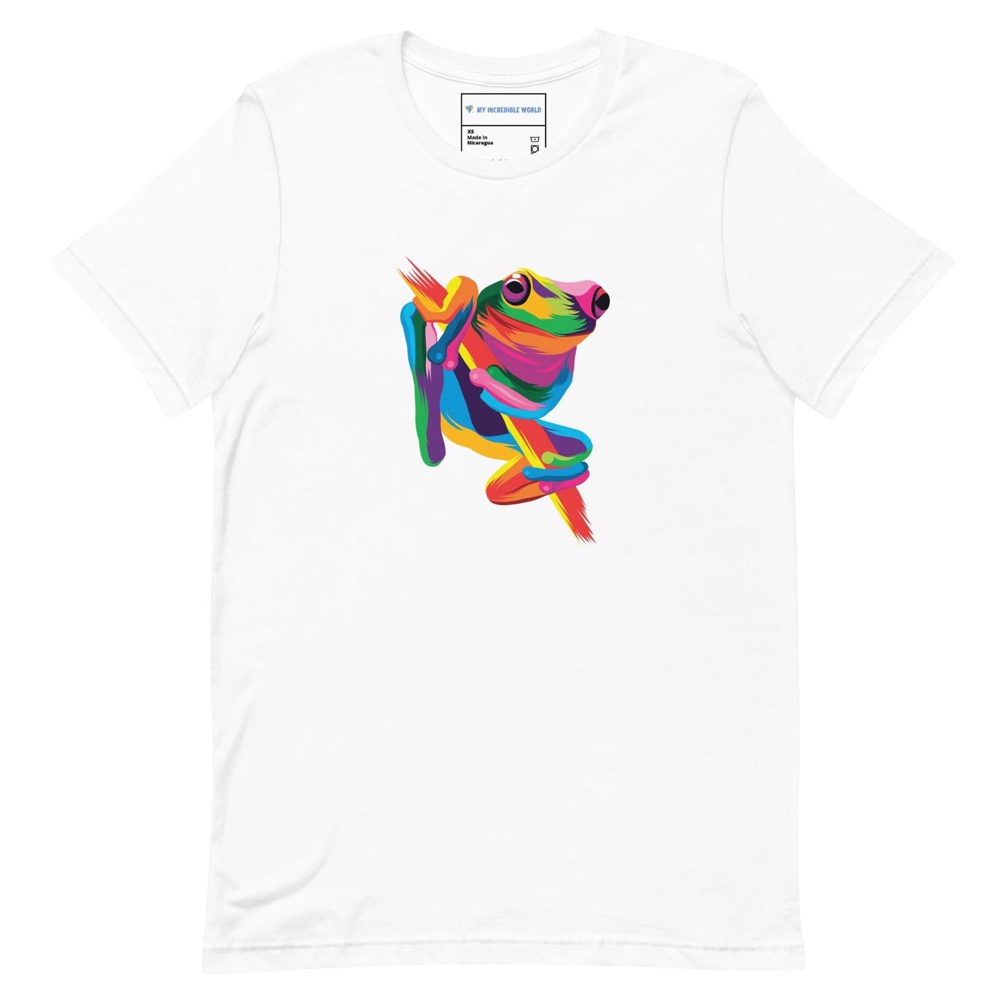 "Rainbow Tree Frog" Tree Frog T-Shirt (Adult Unisex) (The Rainbow Collection) White / XS