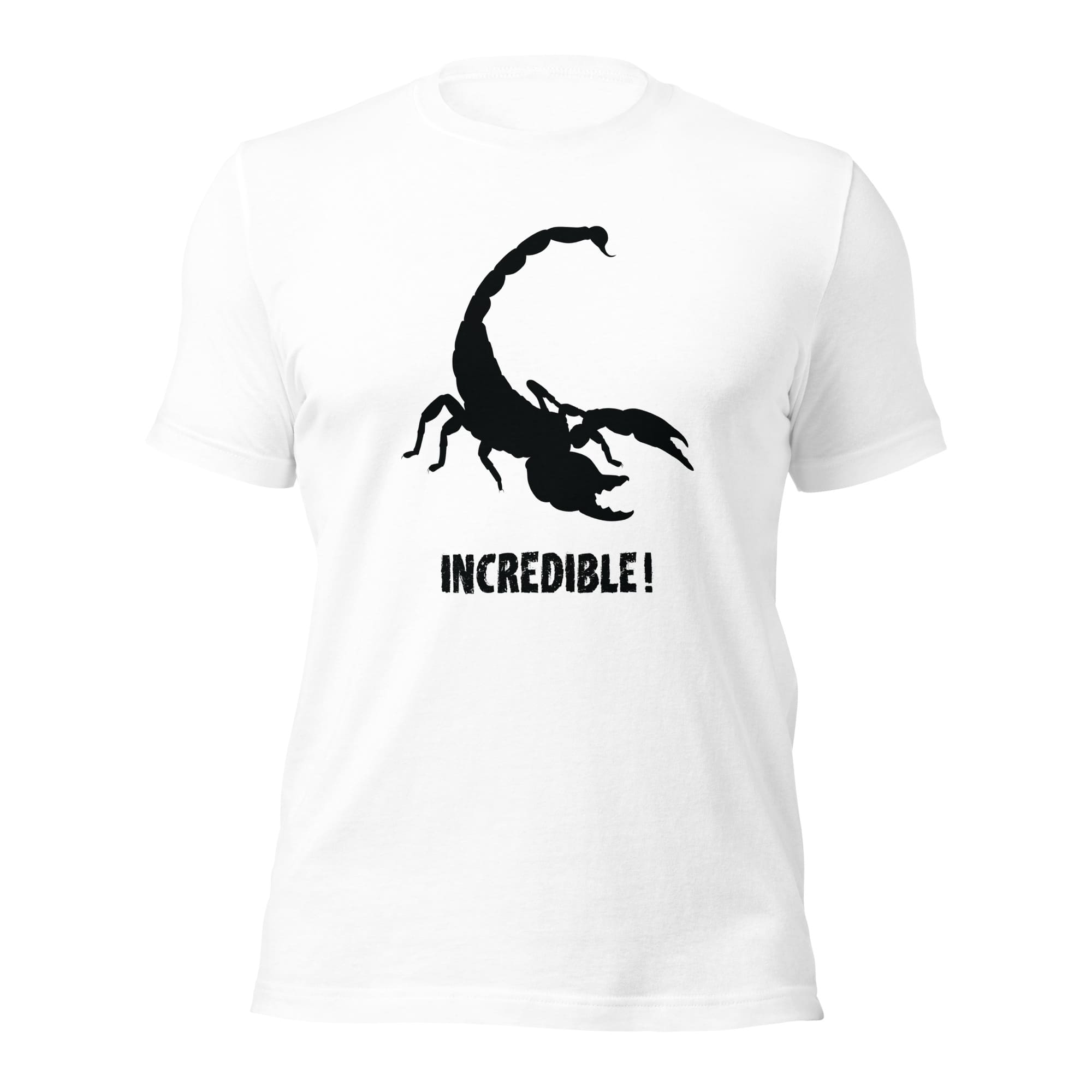 "Scorpions Are Incredible" Scorpion T-Shirt - Black Print (Adult Unisex / Men's) White / XS