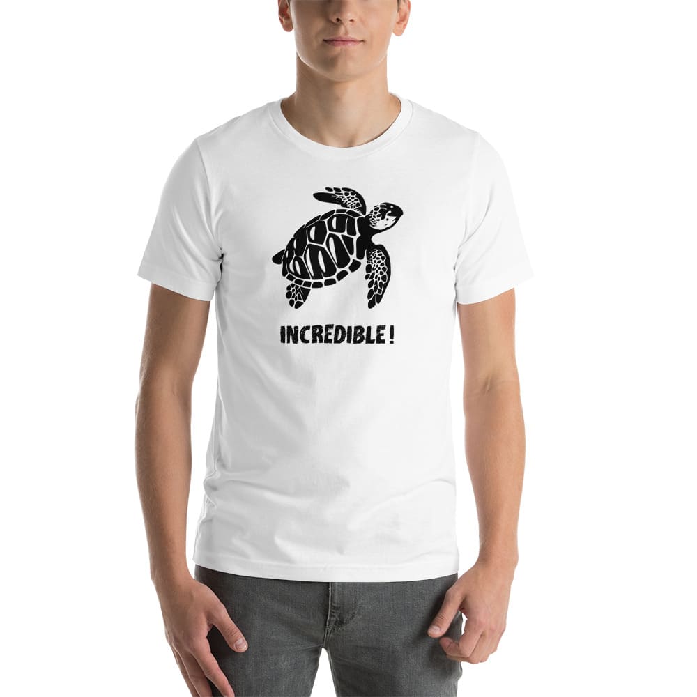 "Sea Turtles Are Incredible" Sea Turtle T-Shirt - Black Print (Adult Unisex / Men's) White / XS