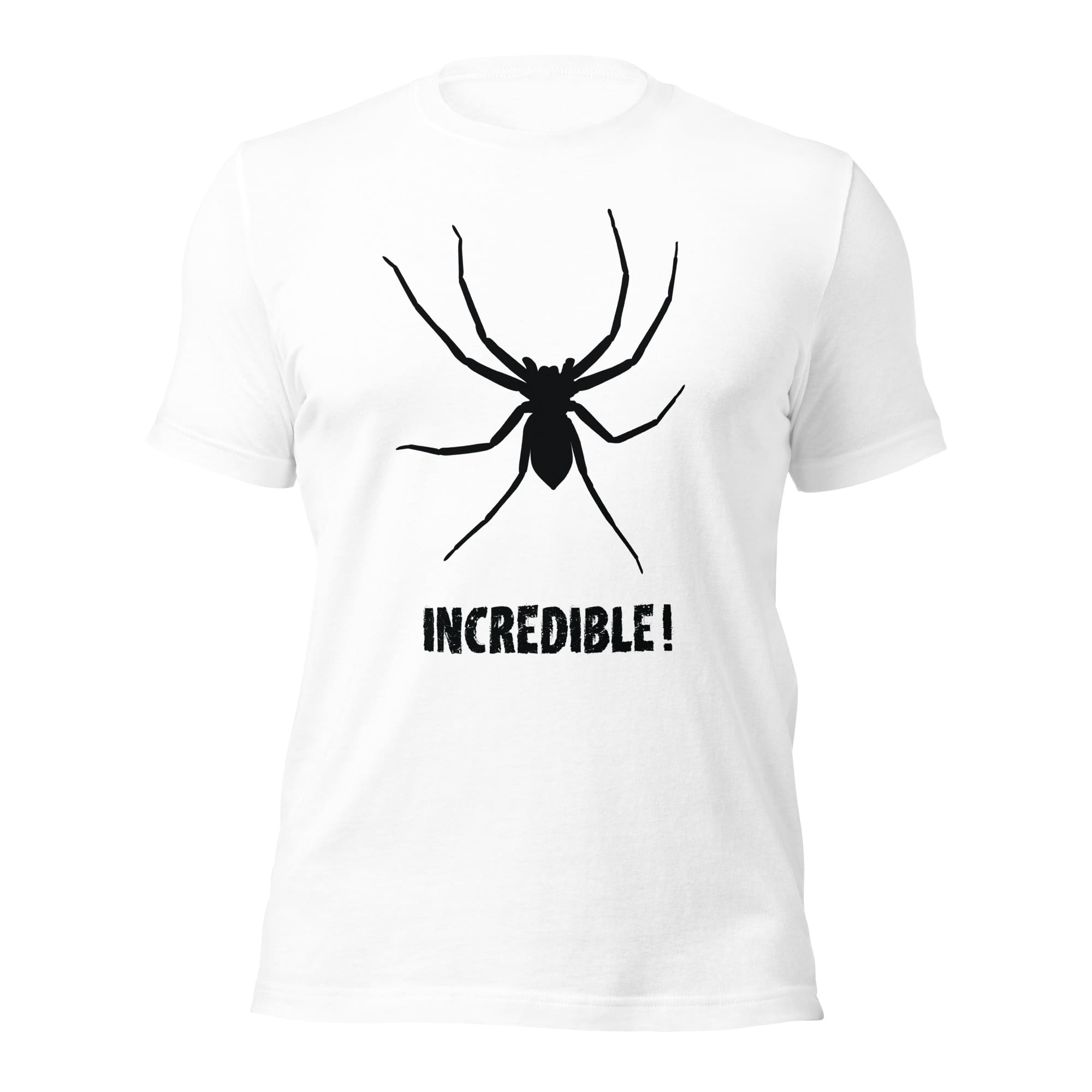 "Spiders are Incredible" Spider T-Shirt - Black Print (Adult Unisex / Men's) White / XS