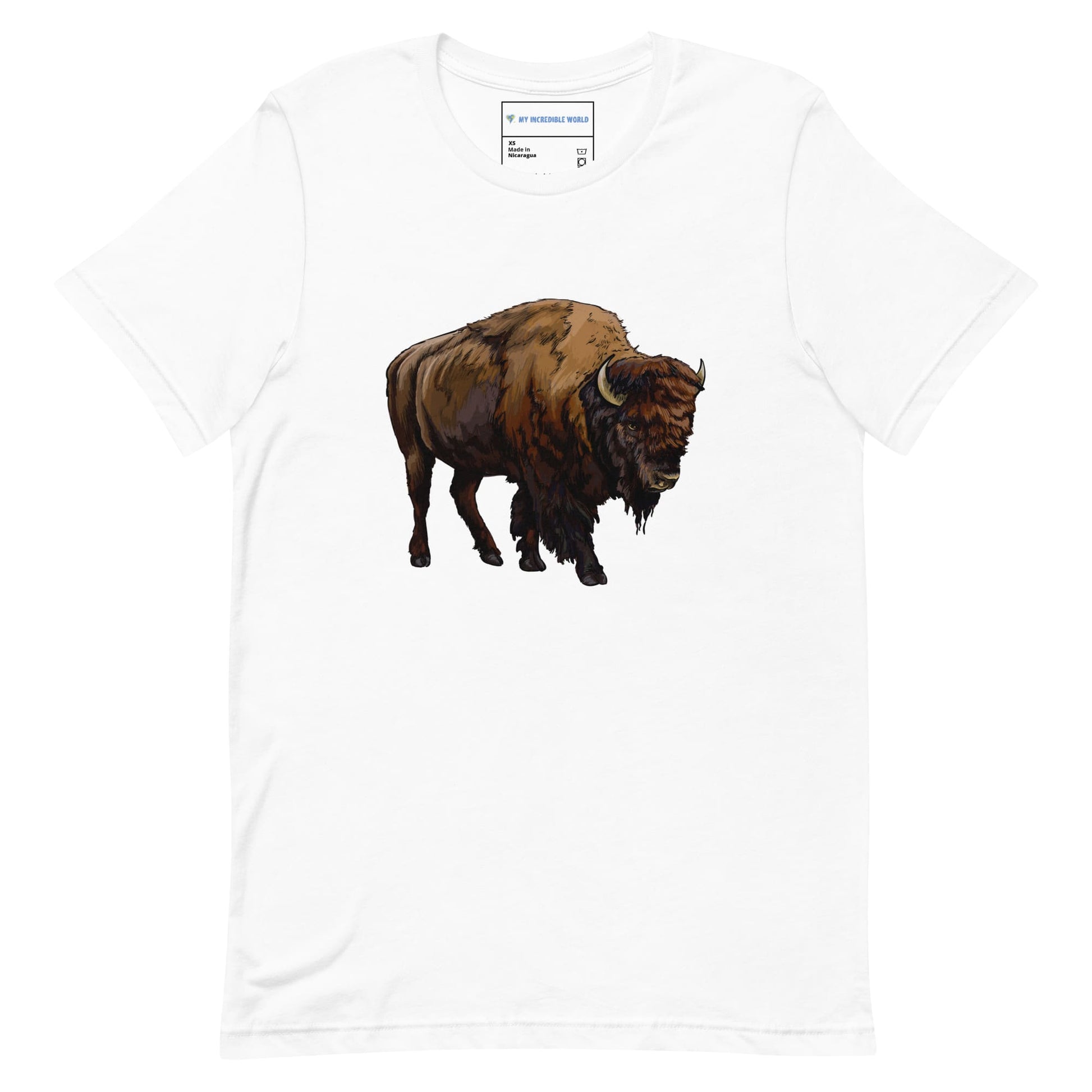 "Watercolor Bison" Bison T-Shirt (Adult Unisex) White / XS