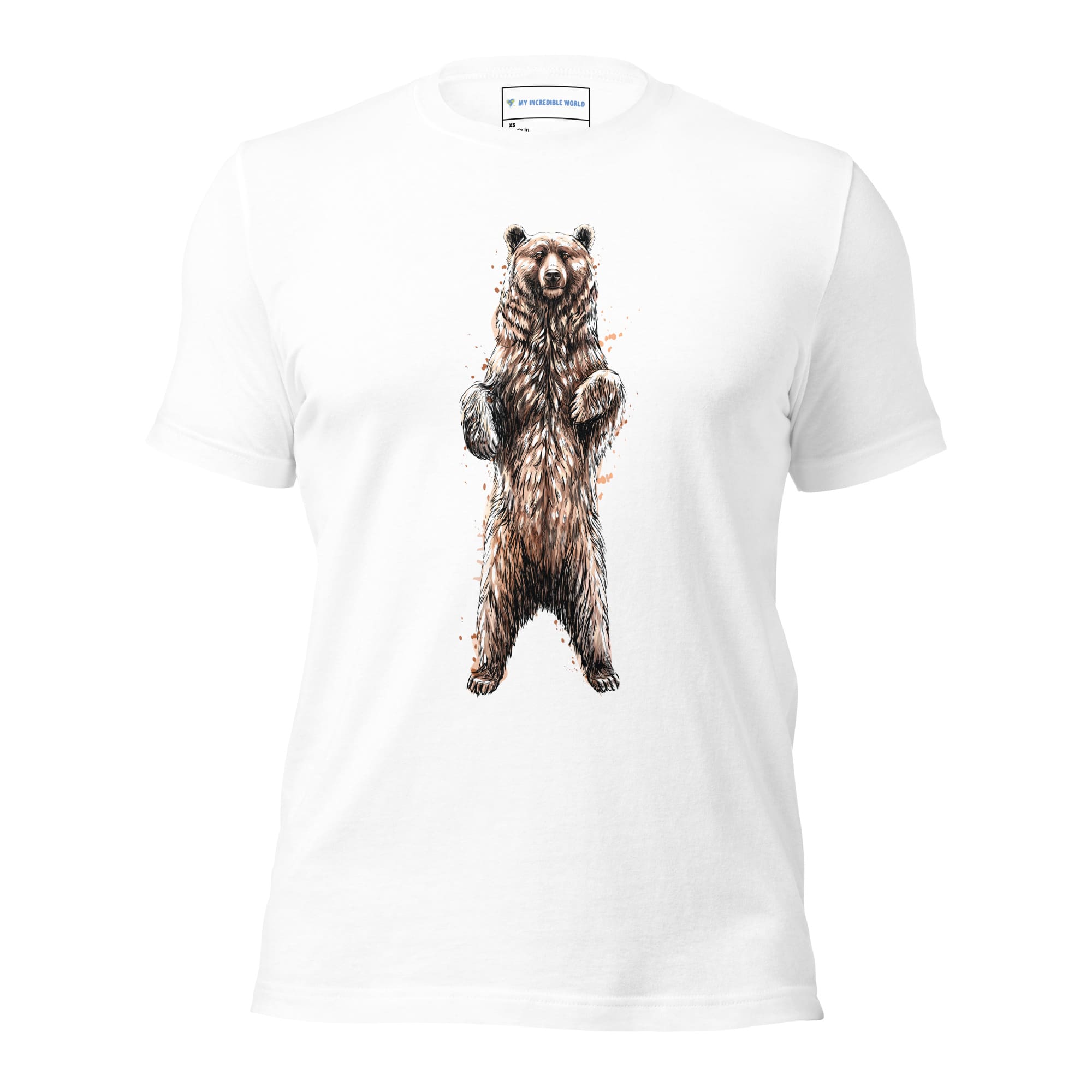 "Watercolor Brown Bear" Bear T-Shirt (Adult Unisex) White / XS