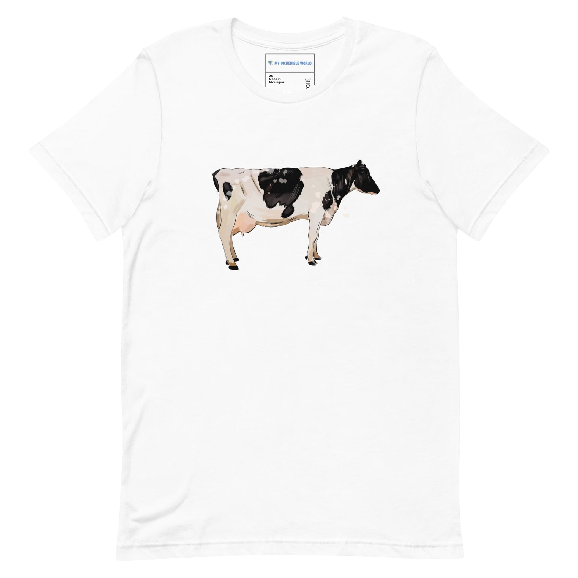 "Watercolor Cow" Cow T-Shirt (Adult Unisex) White / XS