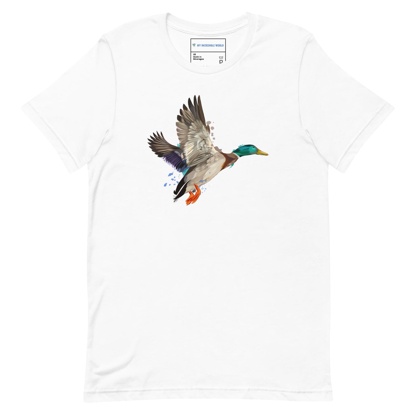 "Watercolor Duck" Mallard Duck T-Shirt (Adult Unisex) White / XS