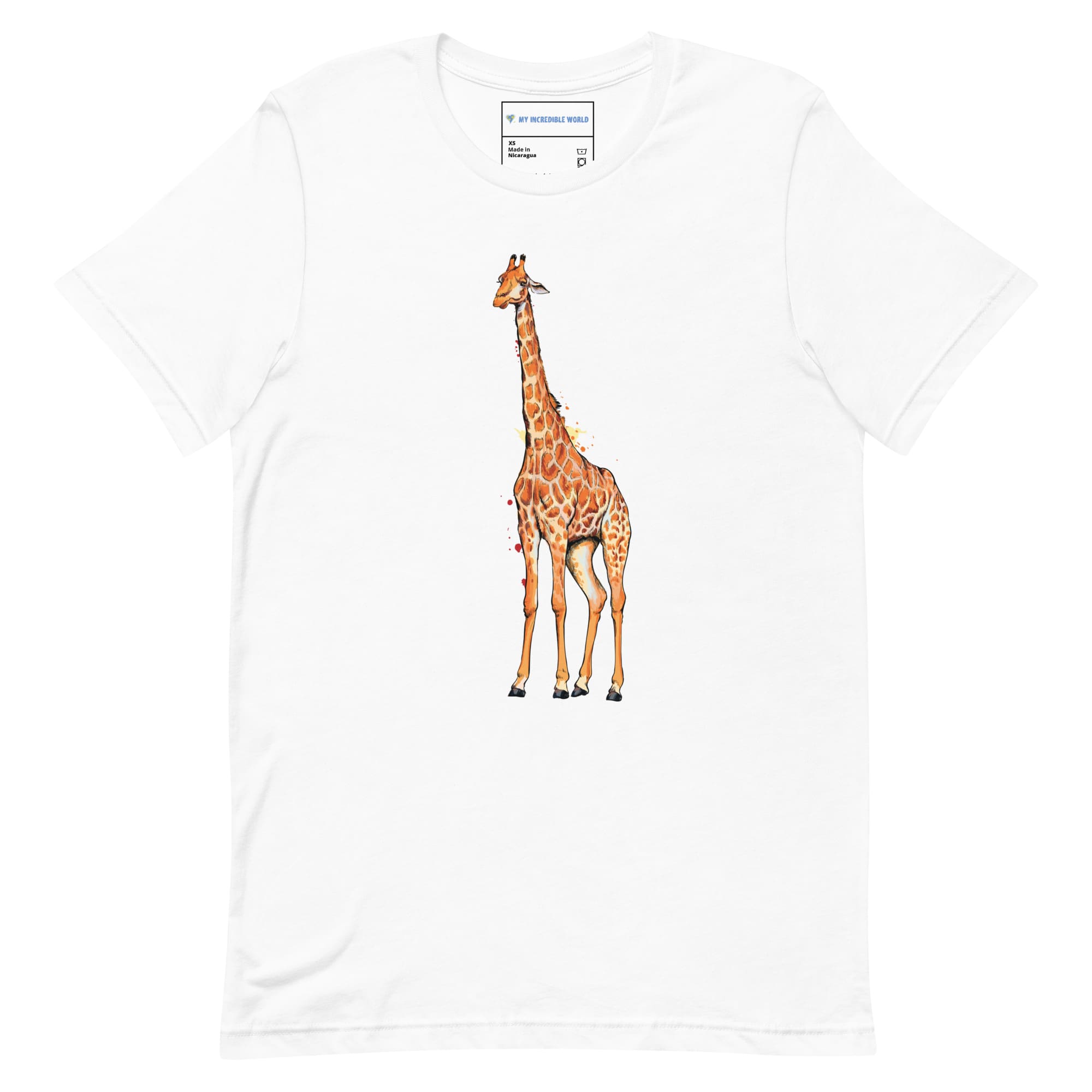 "Watercolor Giraffe" Giraffe T-Shirt (Adult Unisex) White / XS