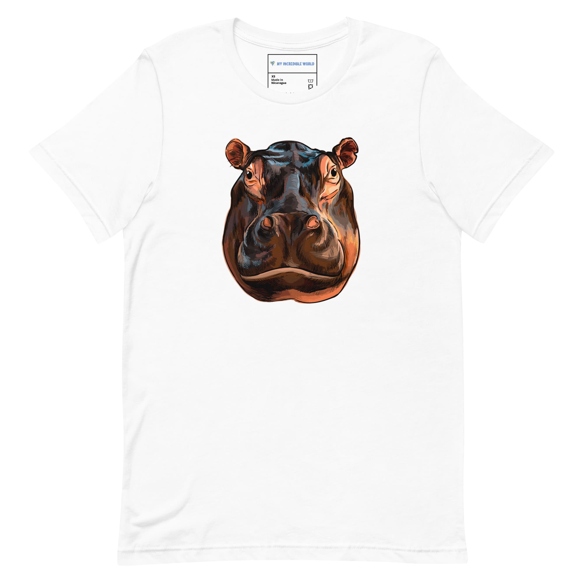 "Watercolor Hippopotamus" Hippo T-Shirt (Adult Unisex) White / XS