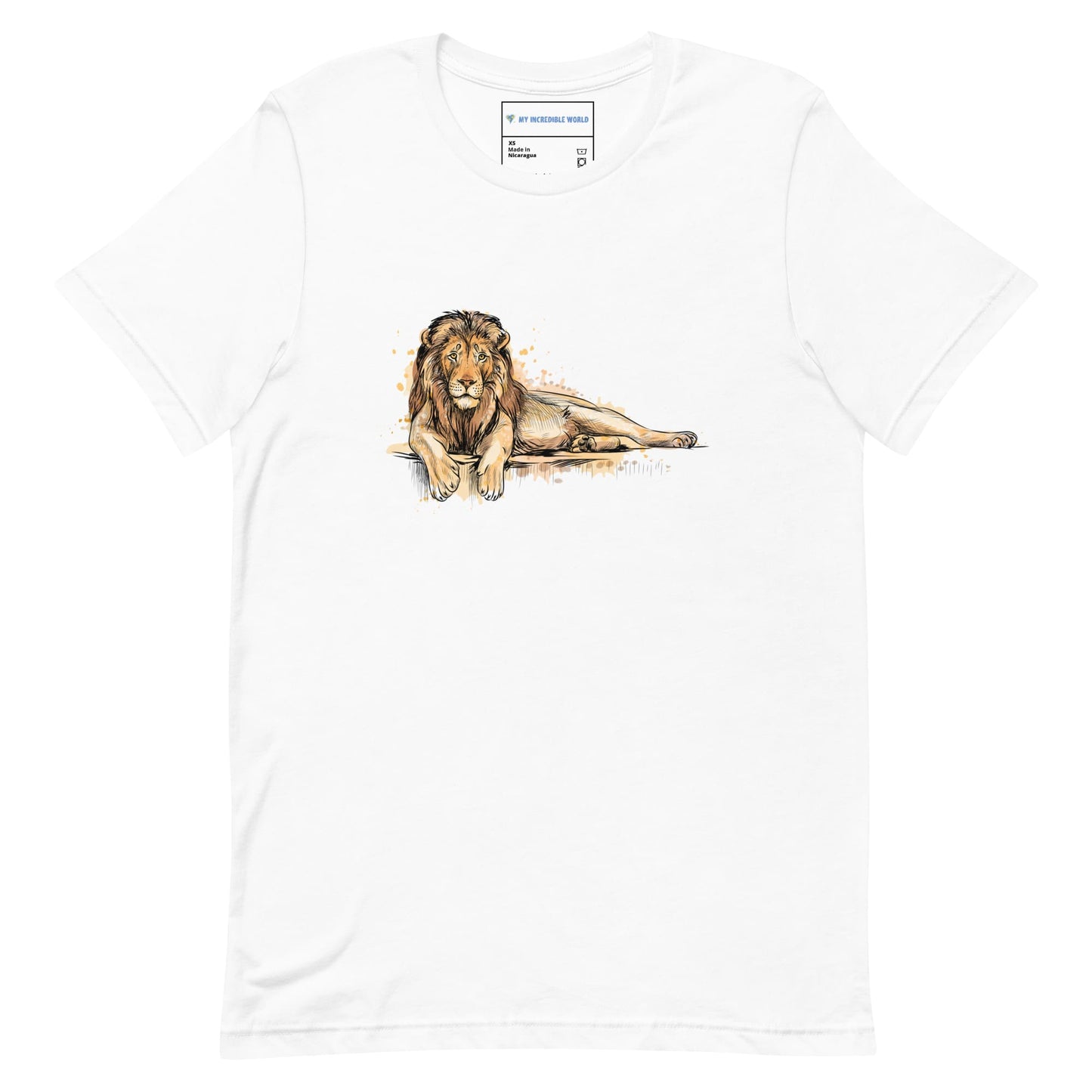 "Watercolor Lion" Lion T-Shirt (Adult Unisex) White / XS