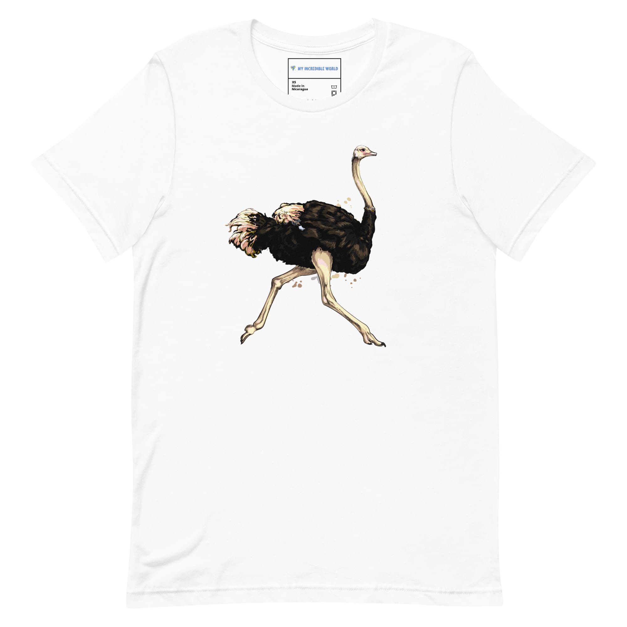 "Watercolor Ostrich" Ostrich T-Shirt (Adult Unisex) White / XS