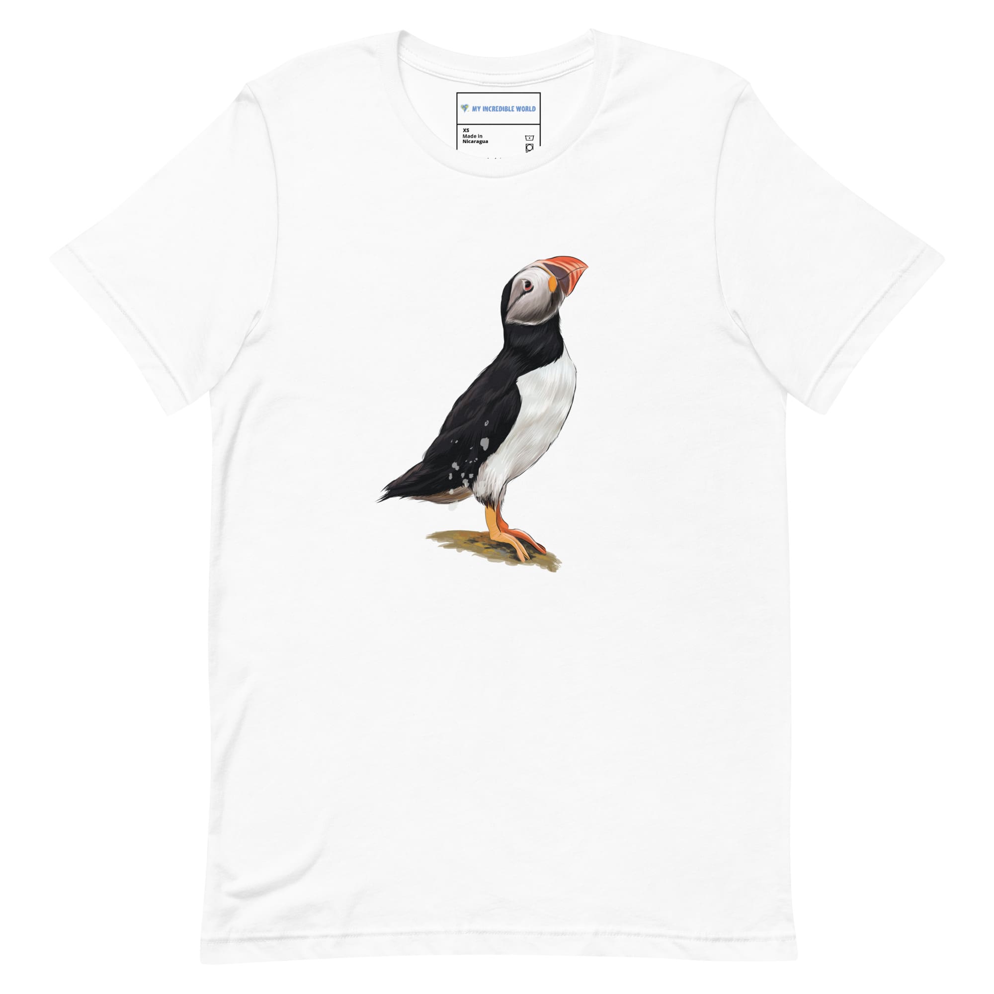 "Watercolor Puffin" Puffin T-Shirt (Adult Unisex) White / XS