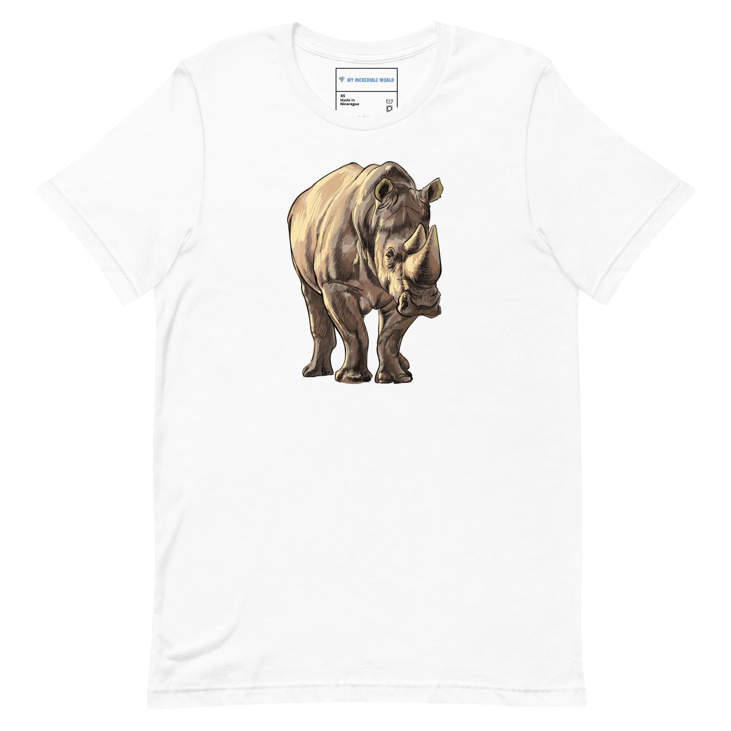 "Watercolor Rhinoceros" Rhino T-Shirt (Adult Unisex) White / XS