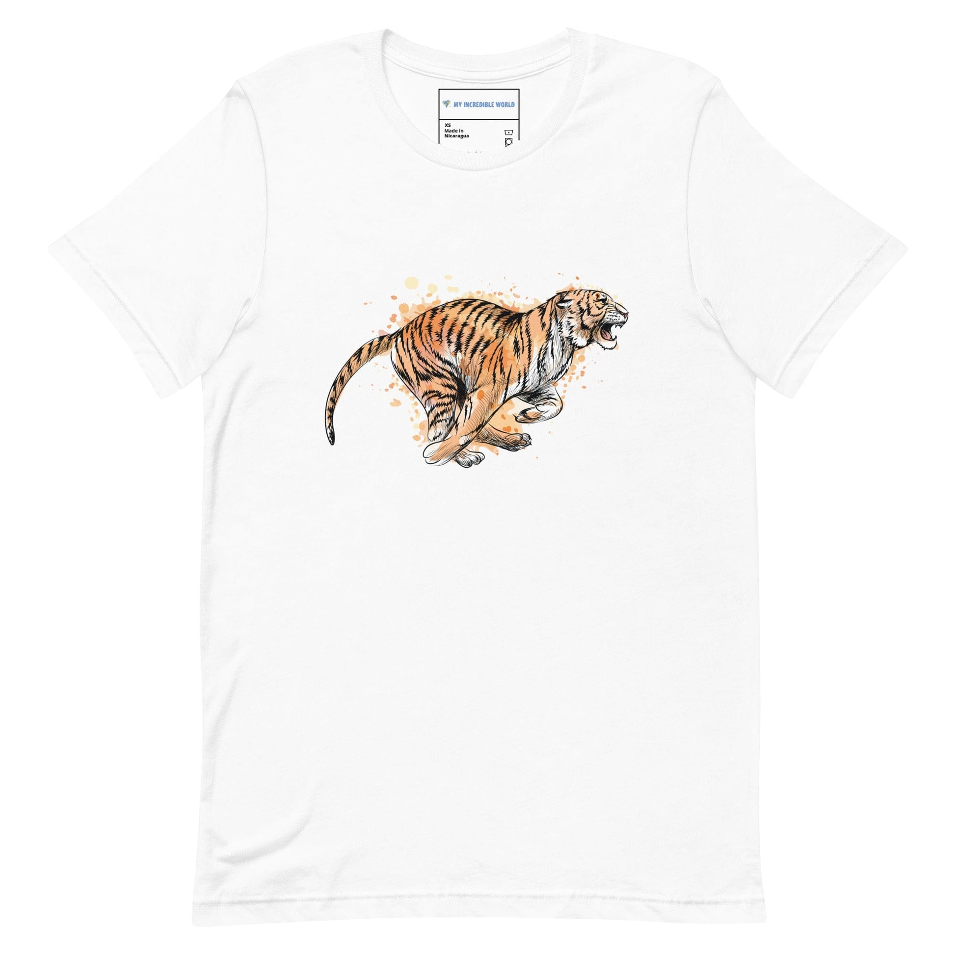 "Watercolor Tiger" Tiger T-Shirt (Adult Unisex) White / XS