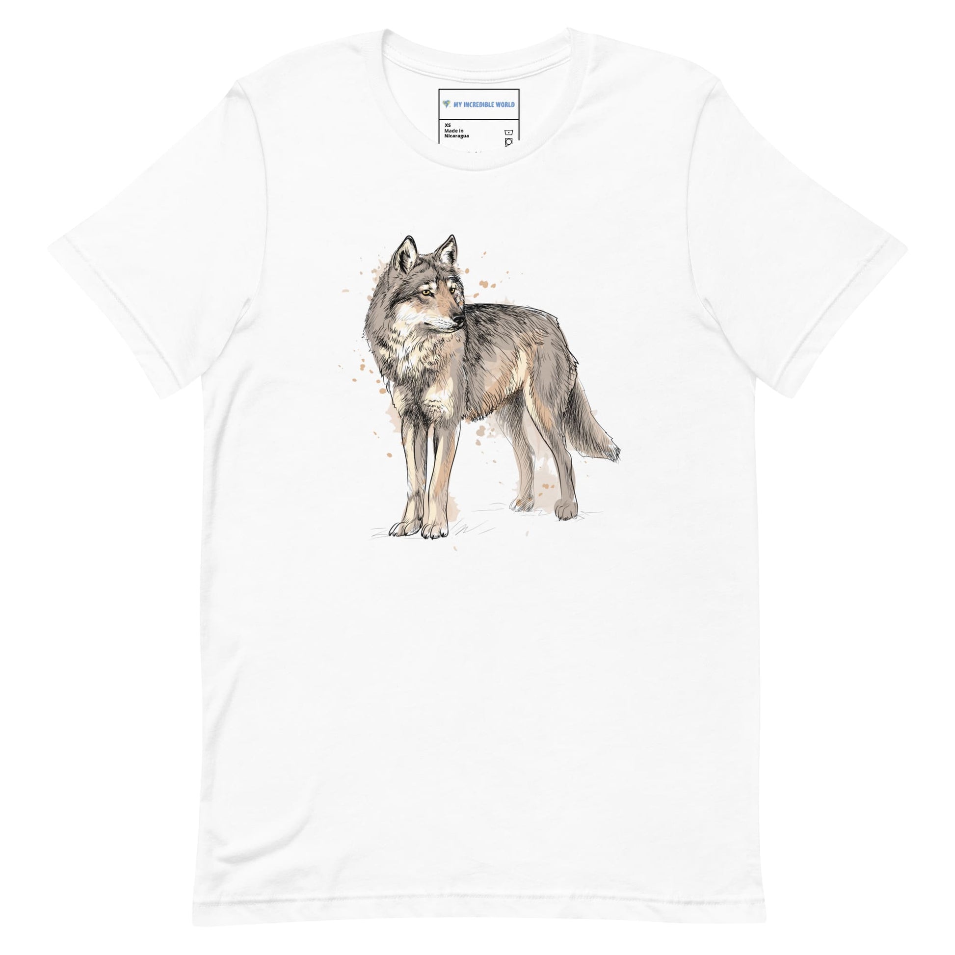 "Watercolor Wolf" Wolf T-Shirt (Adult Unisex) White / XS