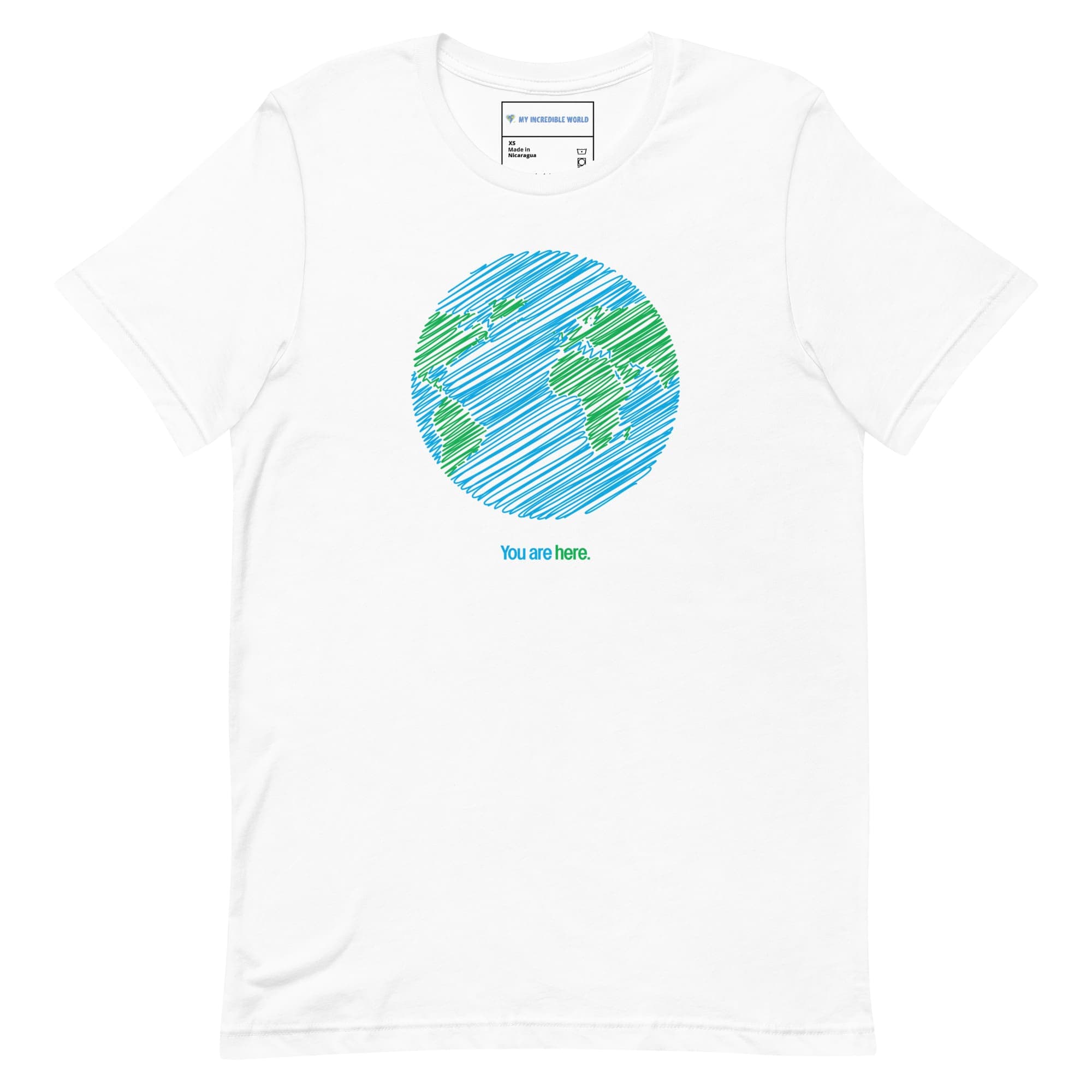 "You Are Here" Planet Earth Sketch T-Shirt (Adult Unisex) White / XS