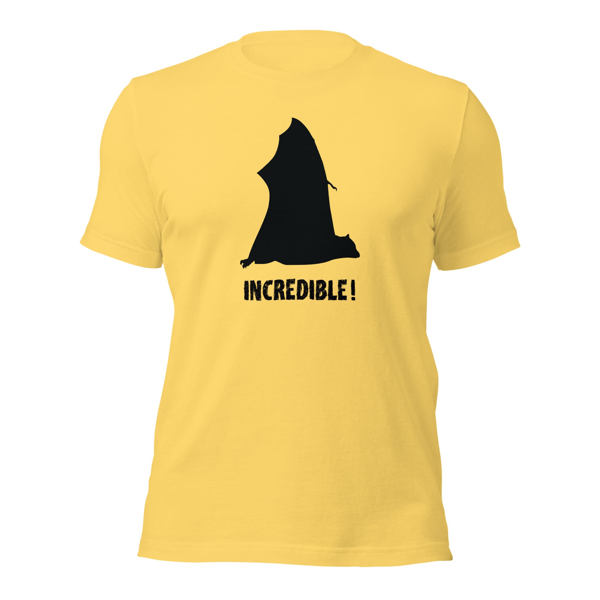 "Bats Are Incredible" Bat T-Shirt - Black Print (Adult Unisex) Yellow / S