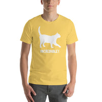 "Cats Are Incredible" Cat T-Shirt - White Print (Adult Men's/Unisex) Yellow / S