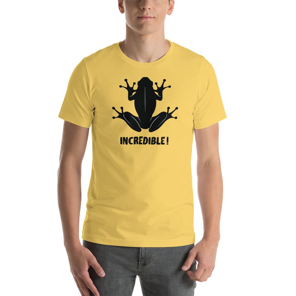 "Frogs Are Incredible" Frog T-Shirt - Black Print (Adult Unisex/Men's) Yellow / S