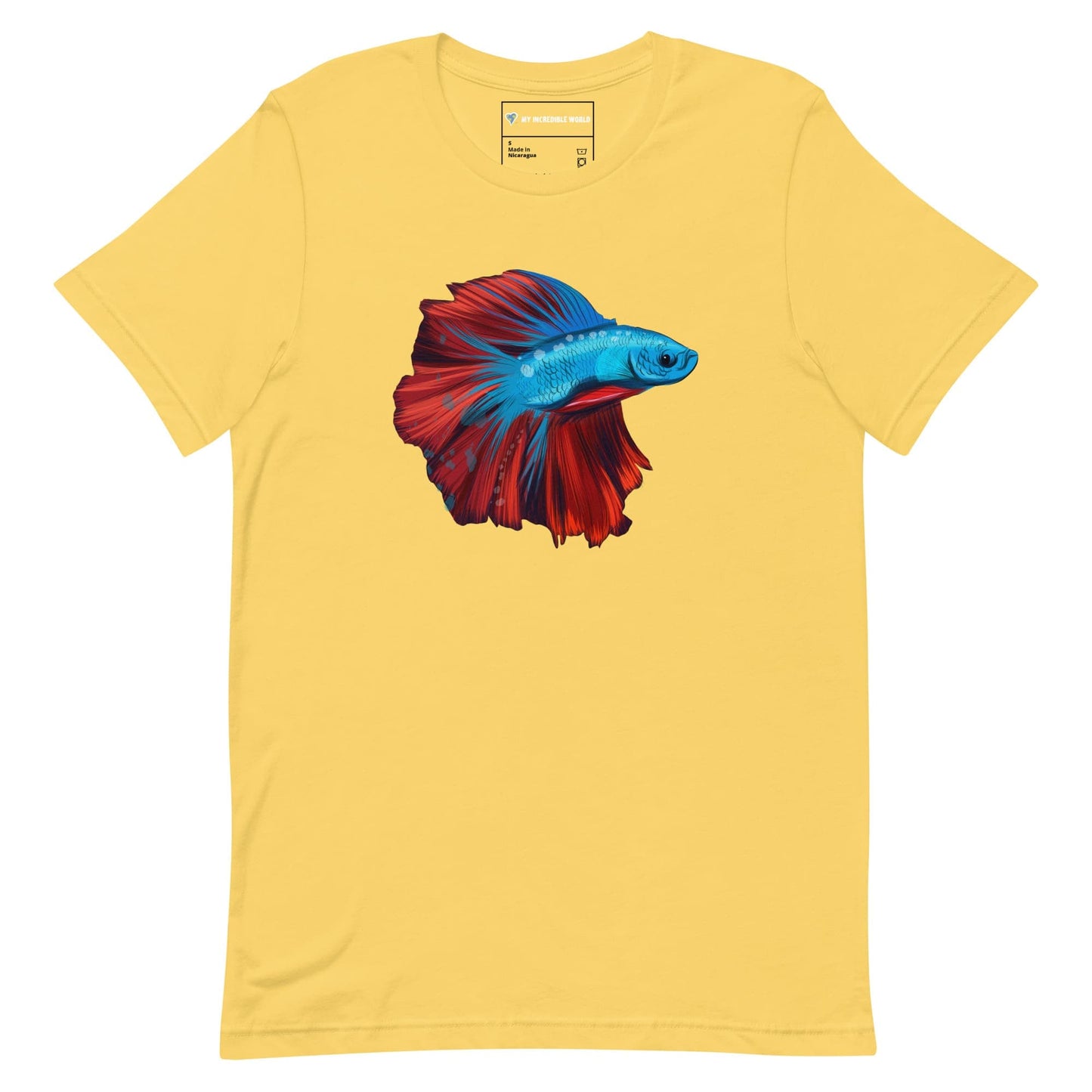 "Watercolor Betta" Betta Fish T-Shirt (Adult Unisex) Yellow / S