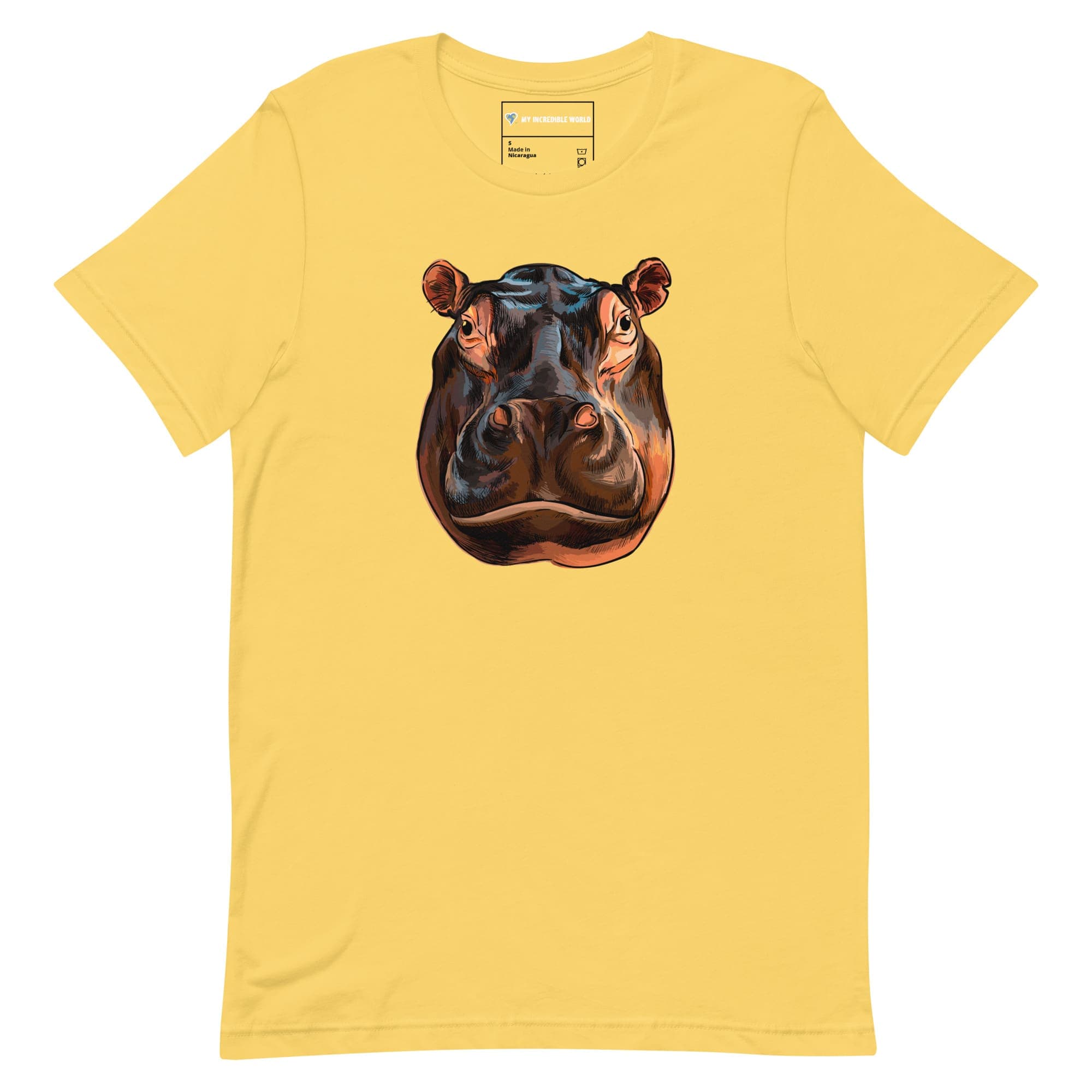 "Watercolor Hippopotamus" Hippo T-Shirt (Adult Unisex) Yellow / S