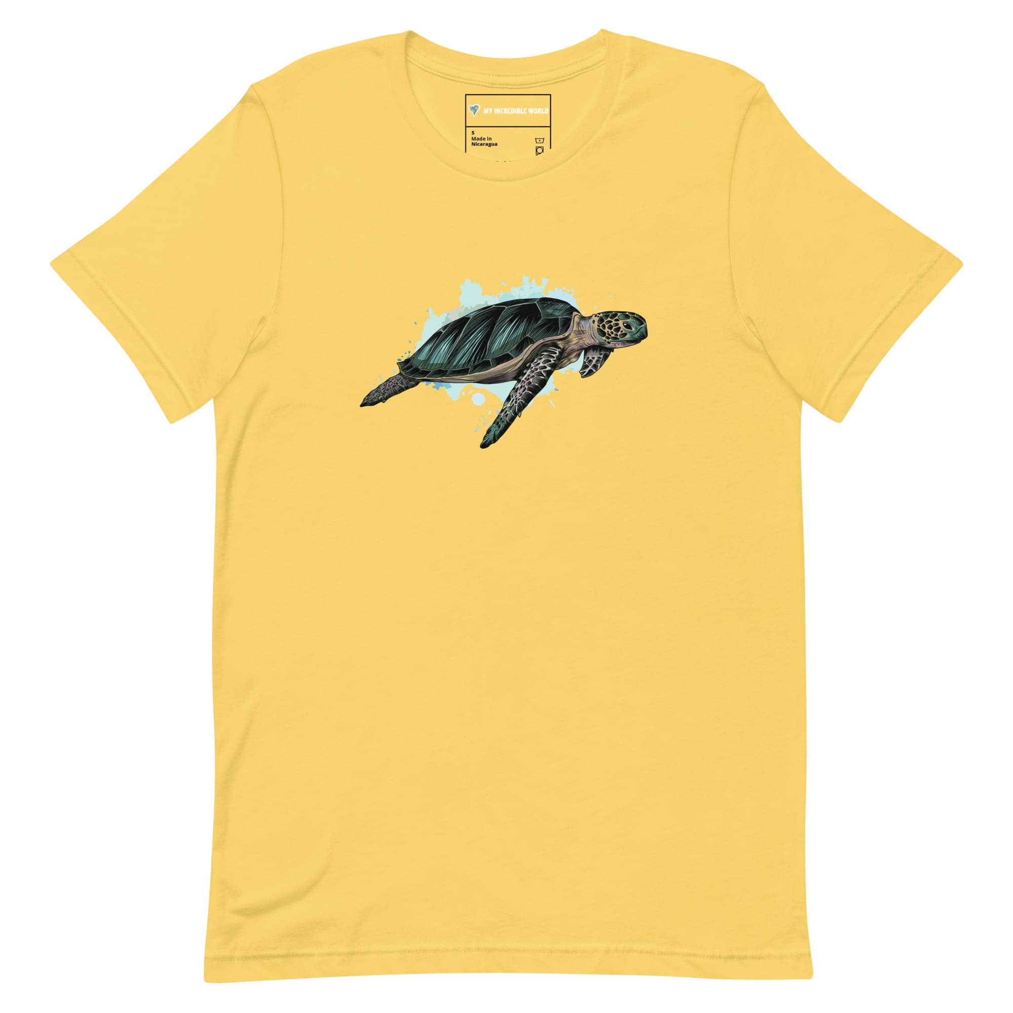 "Watercolor Sea Turtle" Sea Turtle T-Shirt (Adult Unisex) Yellow / S