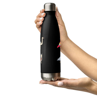 "I Like Birds" Bird-Lovers' Stainless Steel Water Bottle (Black)