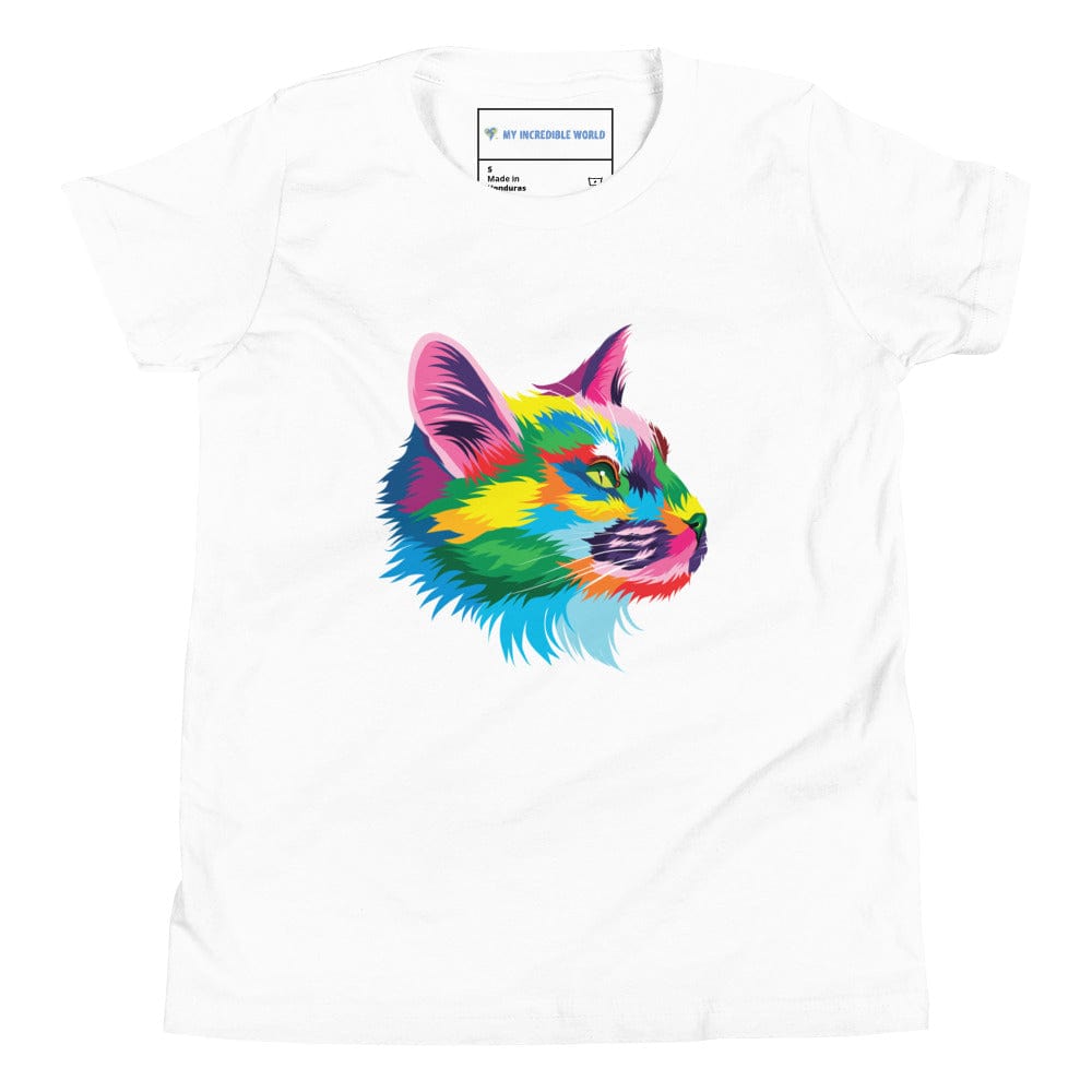 "Rainbow Cat" Cat Profile T-Shirt (Women's) (The Rainbow Collection) White / S