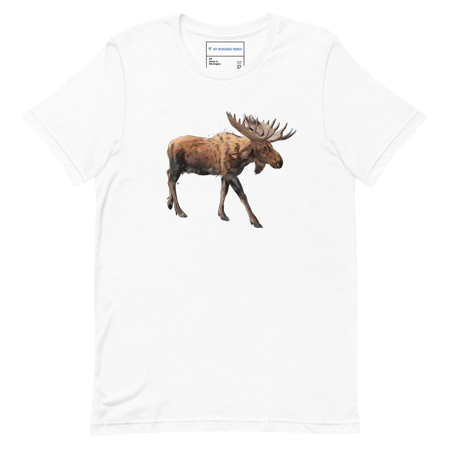 "Watercolor Moose" Moose T-Shirt (Adult Unisex) White / XS