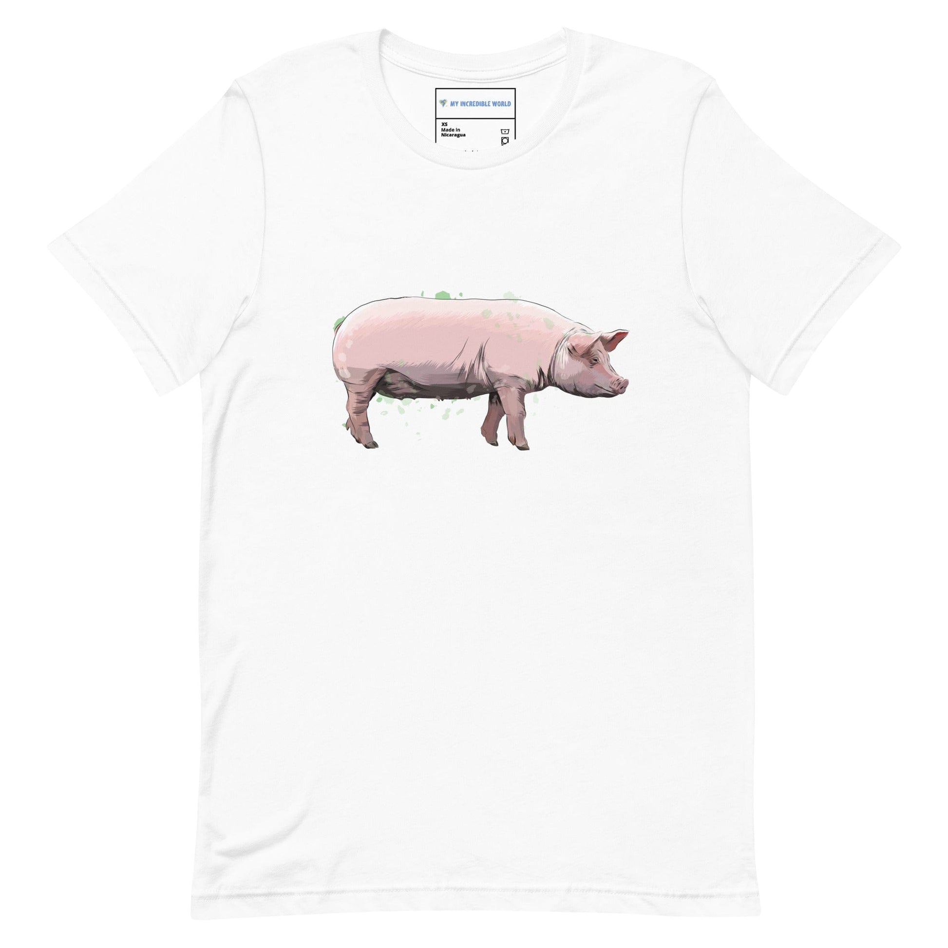 "Watercolor Pig" Pig T-Shirt (Adult Unisex) White / XS