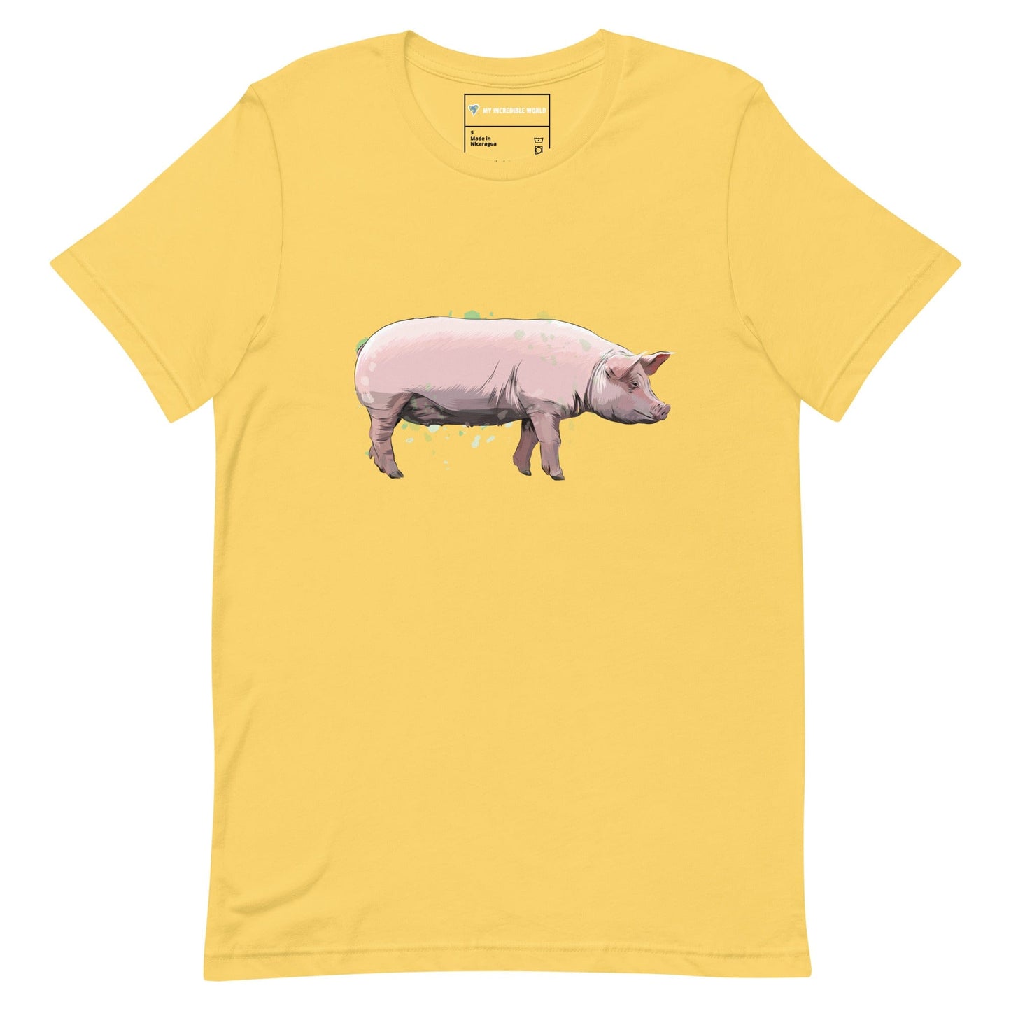 "Watercolor Pig" Pig T-Shirt (Adult Unisex) Yellow / S